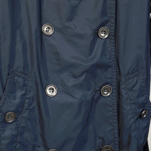Burberry Brit Navy Double-Breasted Belted Short Rain Coat - Picture 5 of 13